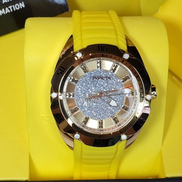 Invicta Watch Stainless Steel Silicone Gold Yellow Women Accessories Watch - Picture 6 of 16